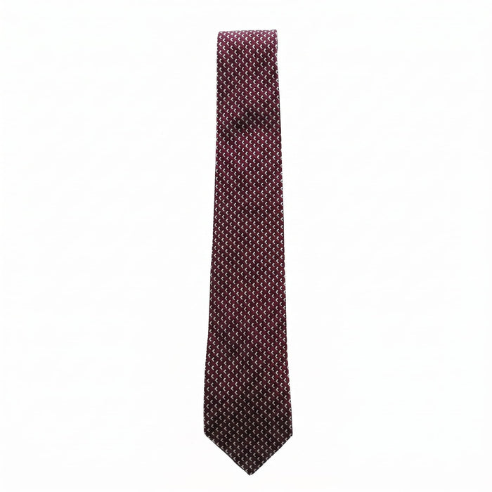 Emporio Armani Silk Burgundy Geometric Pattern Tie - Made in Italy