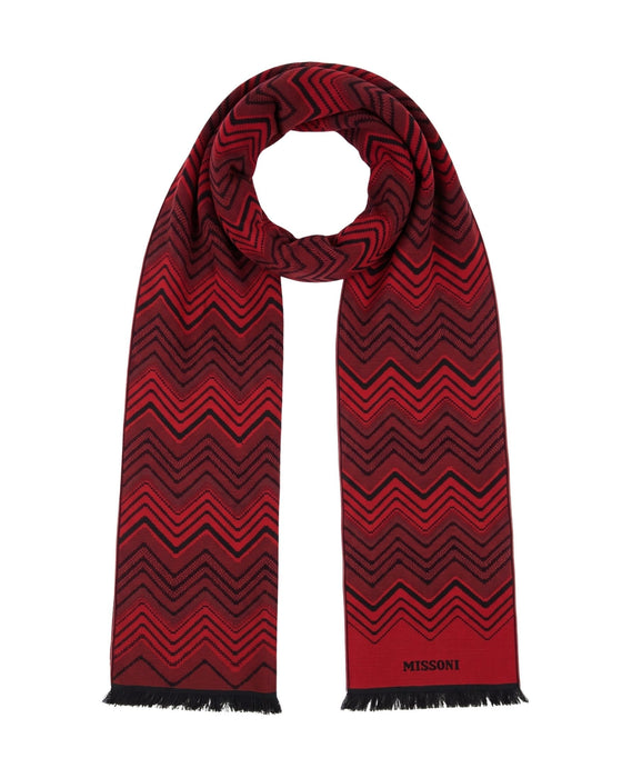 Missoni Red Classic Chevron Wool Scarf