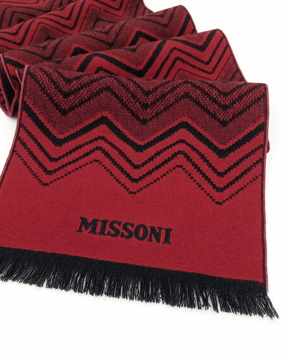 Missoni Red Classic Chevron Wool Scarf