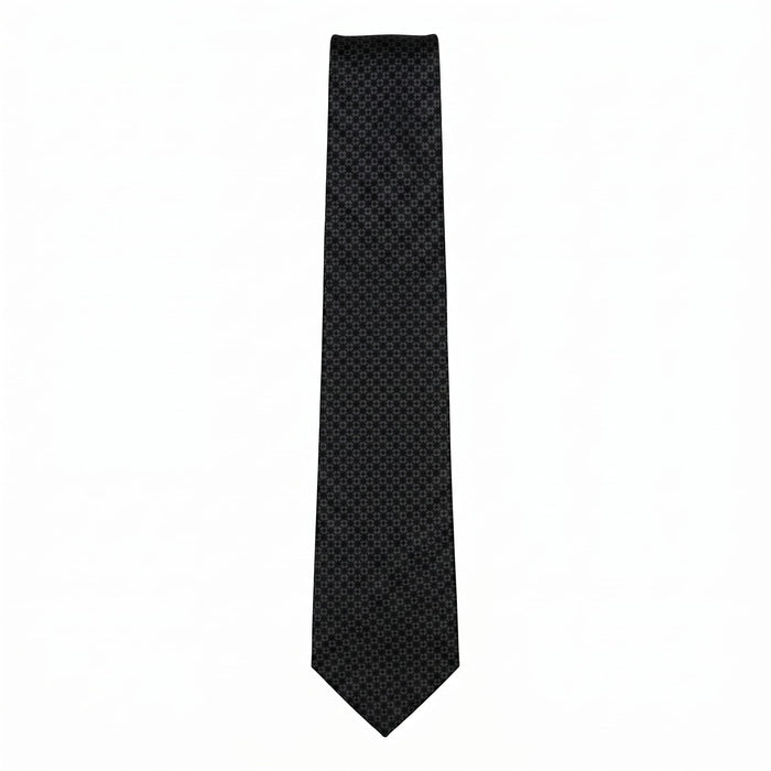 Emporio Armani Silk Black Tonal Geometric Tie - Made in Italy