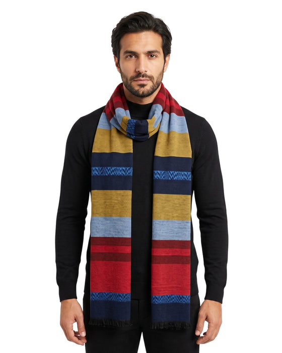 Missoni Black Red Classic Colorblock Wool Scarf