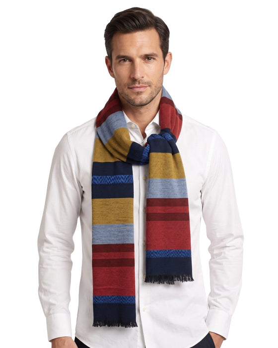 Missoni Black Red Classic Colorblock Wool Scarf