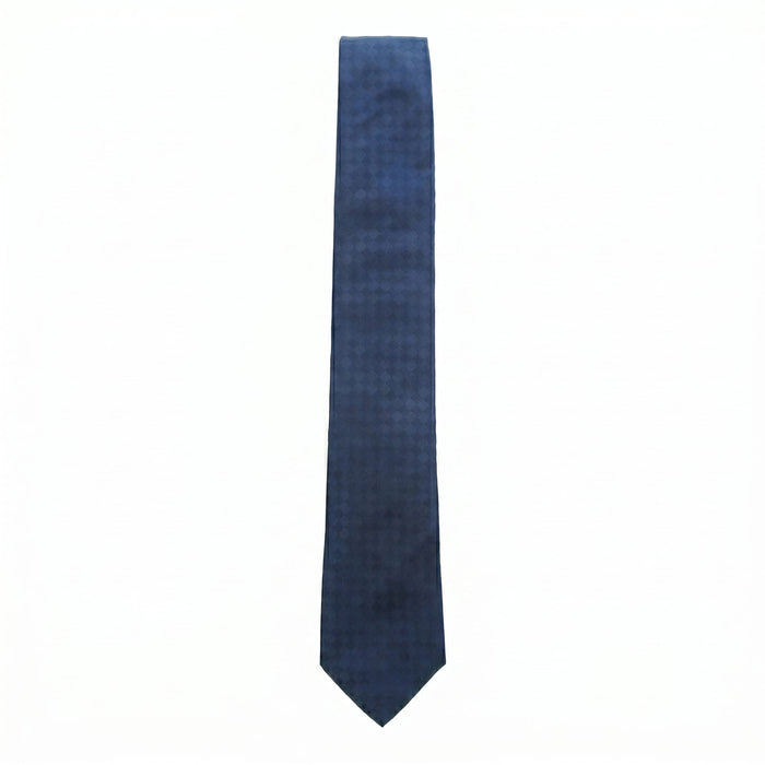 Emporio Armani Silk Navy Check Pattern Tie - Made in Italy