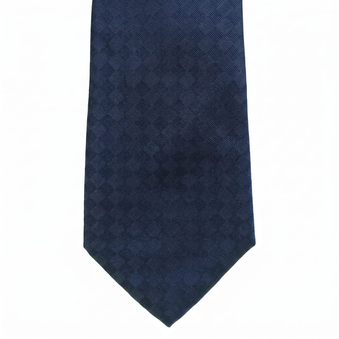 Emporio Armani Silk Navy Check Pattern Tie - Made in Italy