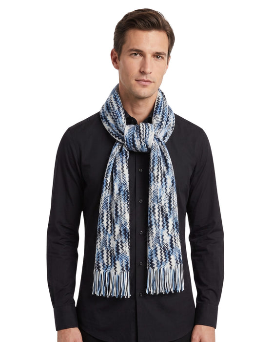 Missoni White Black Zigzag Chunky Knit Cotton  Scarf