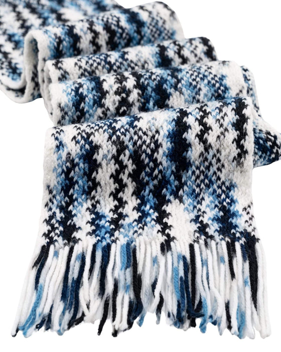 Missoni White Black Zigzag Chunky Knit Cotton  Scarf