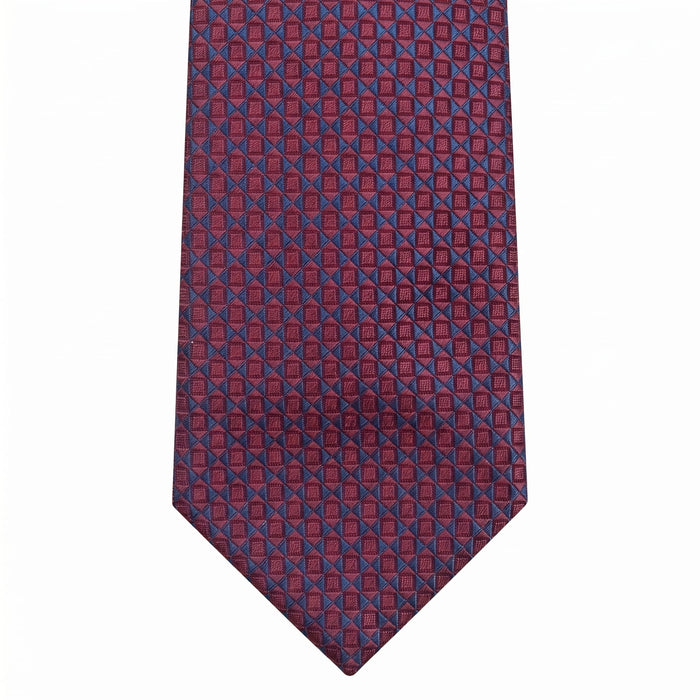 Emporio Armani Silk Burgundy Geometric Pattern Tie - Made in Italy