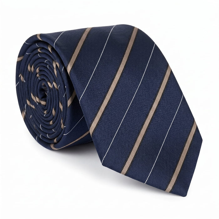 Emporio Armani Silk Navy Diagonal Stripe Tie - Made in Italy