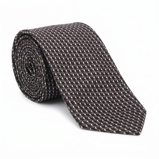 Emporio Armani Silk Black Geometric Pattern Tie - Made in Italy