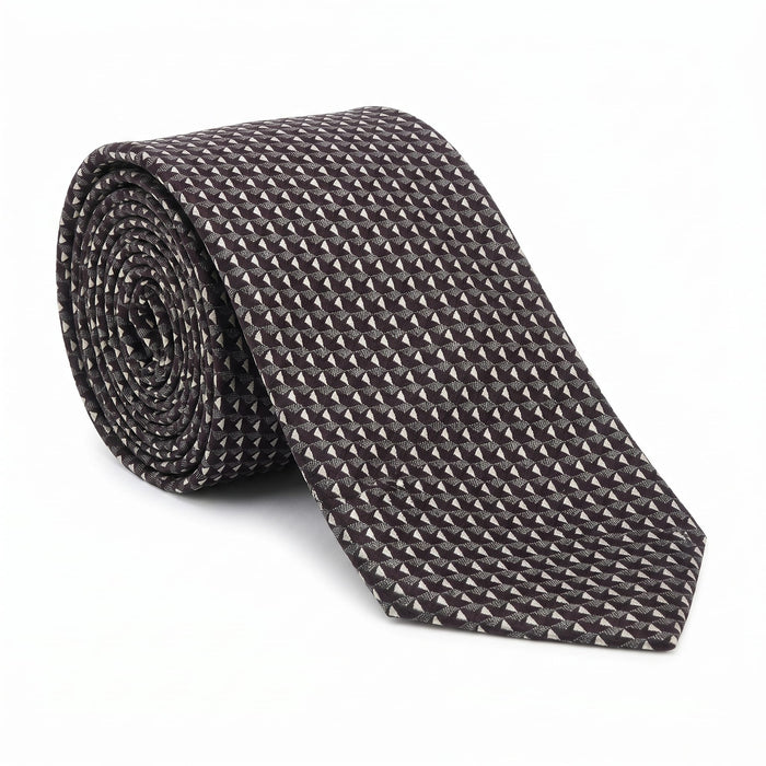 Emporio Armani Silk Black Geometric Pattern Tie - Made in Italy