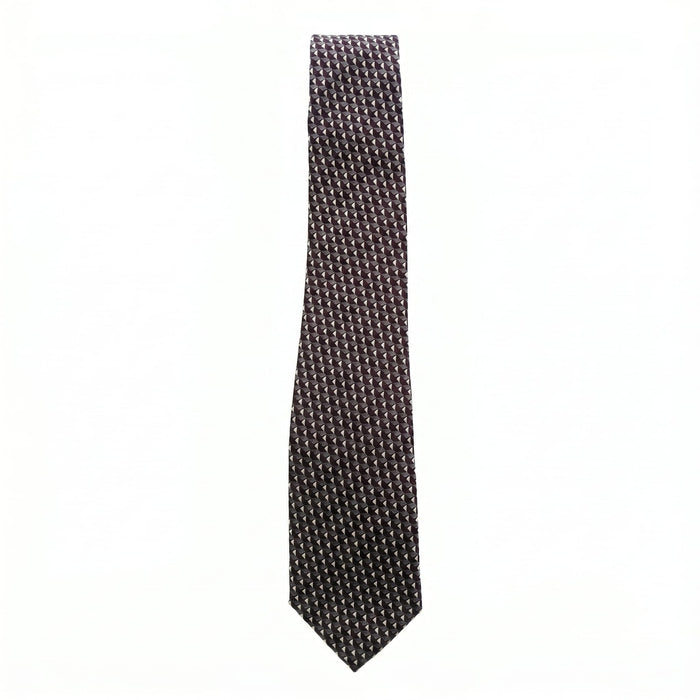 Emporio Armani Silk Black Geometric Pattern Tie - Made in Italy