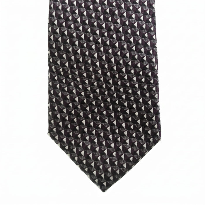 Emporio Armani Silk Black Geometric Pattern Tie - Made in Italy