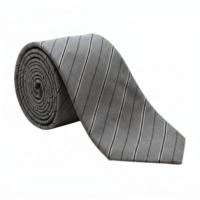 Emporio Armani Silk Gray Diagonal Stripe Tie - Made in Italy