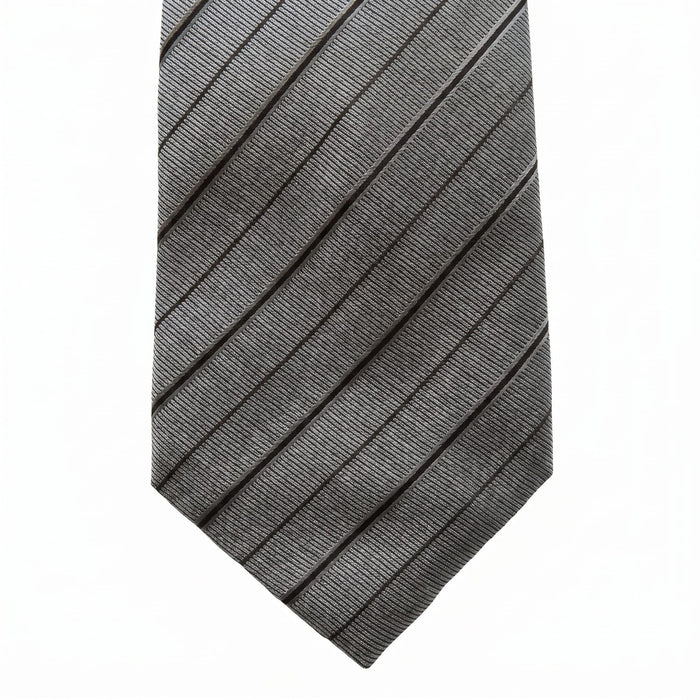 Emporio Armani Silk Gray Diagonal Stripe Tie - Made in Italy