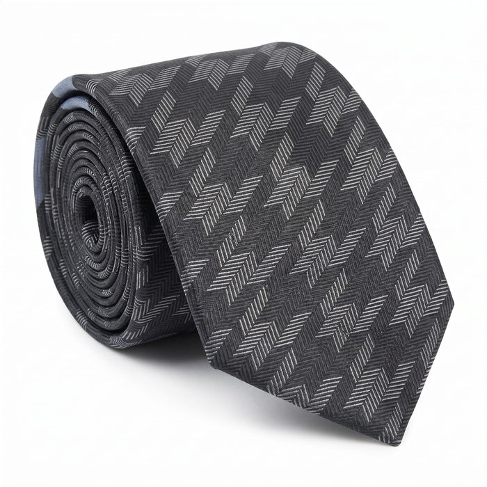 Emporio Armani Silk Navy Herringbone Pattern Tie - Made in Italy