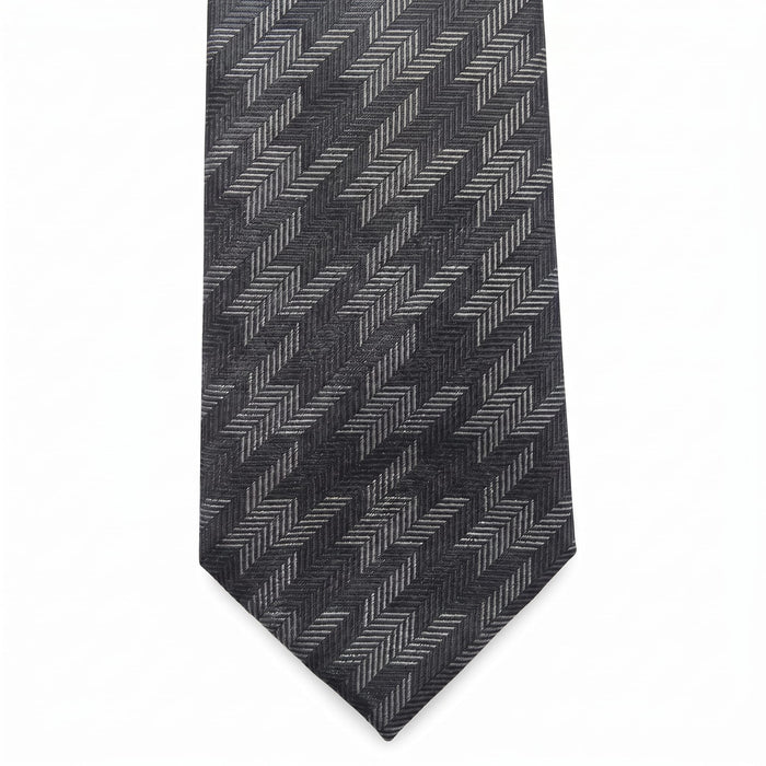 Emporio Armani Silk Navy Herringbone Pattern Tie - Made in Italy