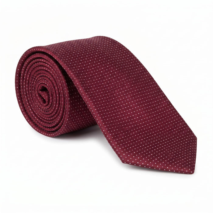 Emporio Armani Silk Burgundy Dot Pattern Tie - Made in Italy