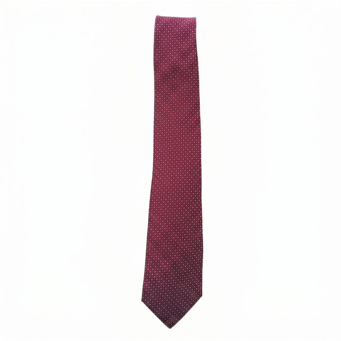 Emporio Armani Silk Burgundy Dot Pattern Tie - Made in Italy