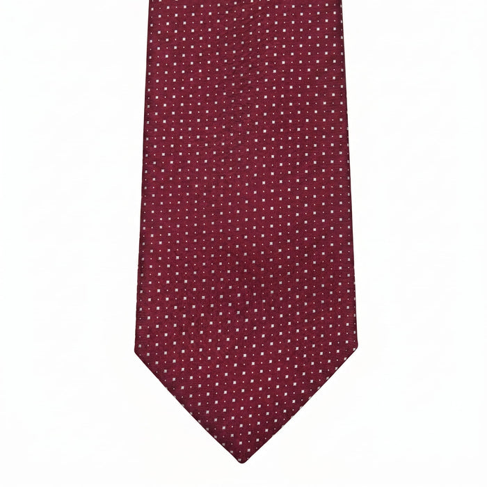Emporio Armani Silk Burgundy Dot Pattern Tie - Made in Italy