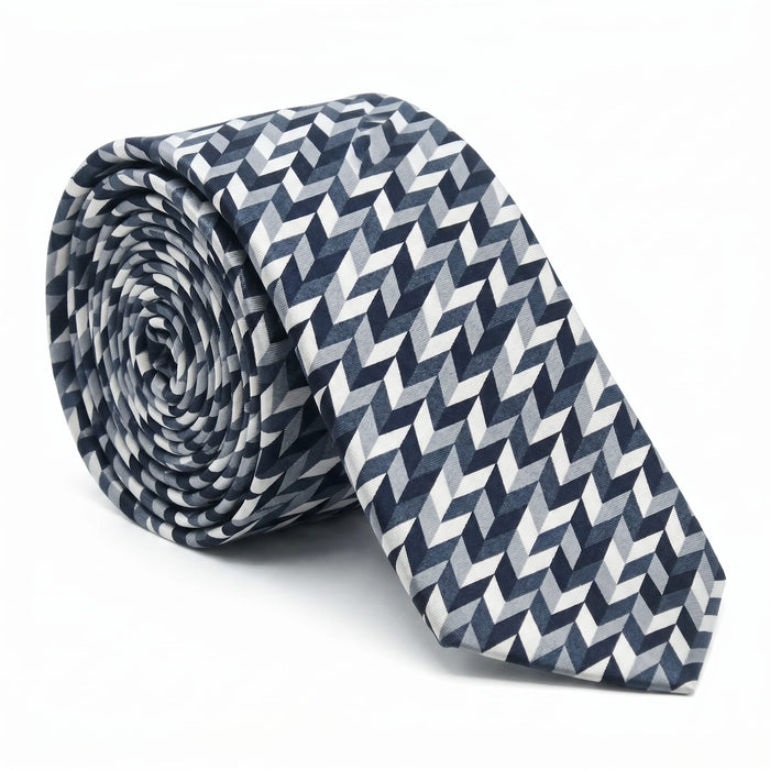 Emporio Armani Silk Navy Geometric Pattern Tie - Made in Italy