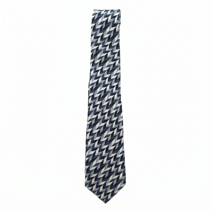Emporio Armani Silk Navy Geometric Pattern Tie - Made in Italy