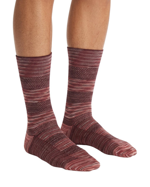 Missoni Burgundy  Mens Textured Melange Knit Crew Socks-