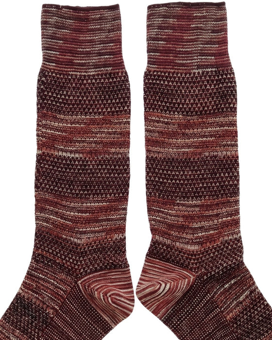 Missoni Burgundy  Mens Textured Melange Knit Crew Socks-