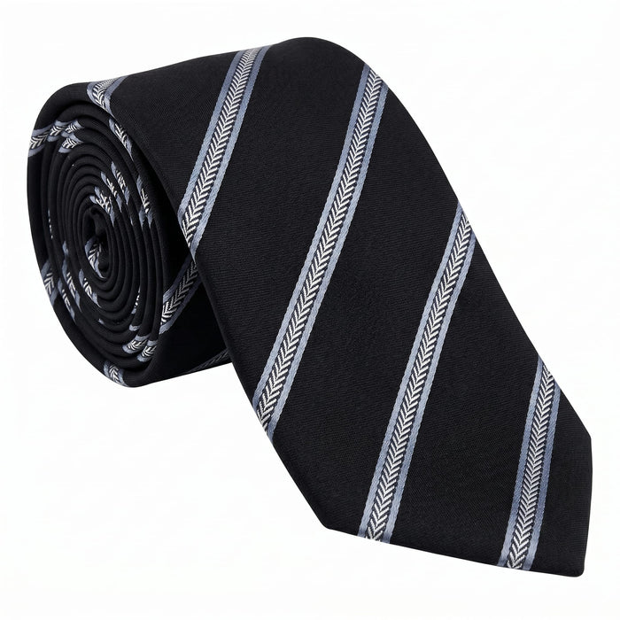 Emporio Armani Silk Black Diagonal Stripe Tie - Made in Italy