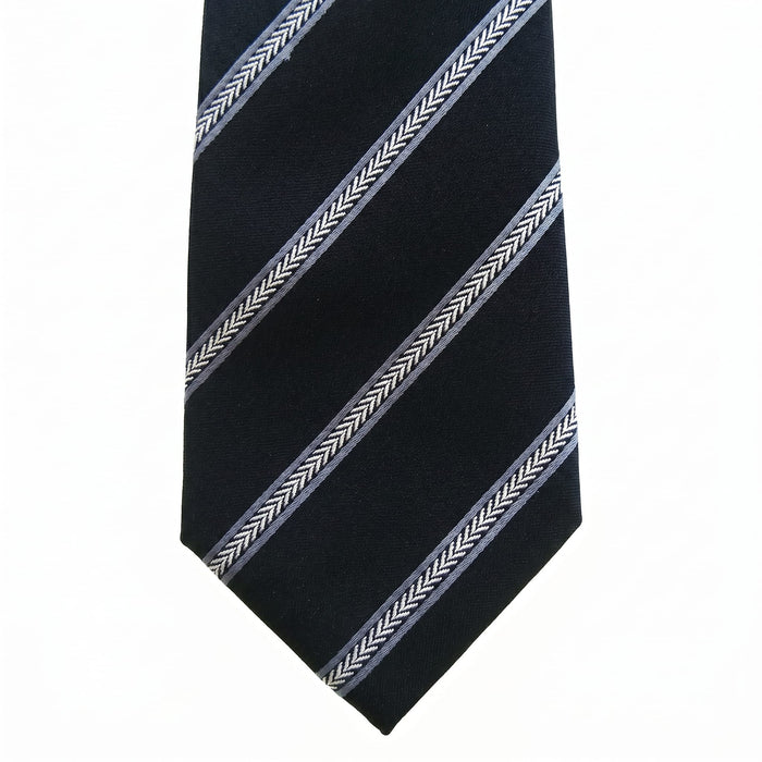 Emporio Armani Silk Black Diagonal Stripe Tie - Made in Italy