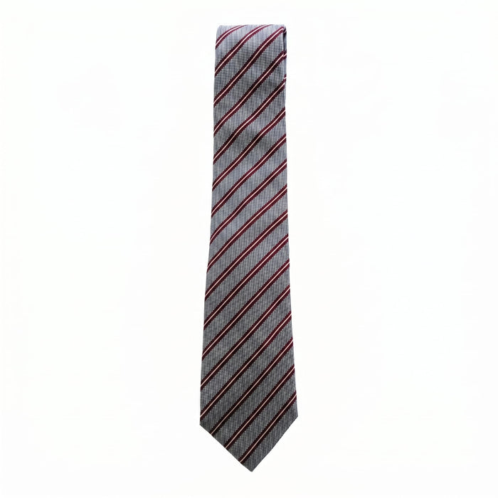 Emporio Armani Silk Gray Burgundy Diagonal Stripe Tie - Made in Italy