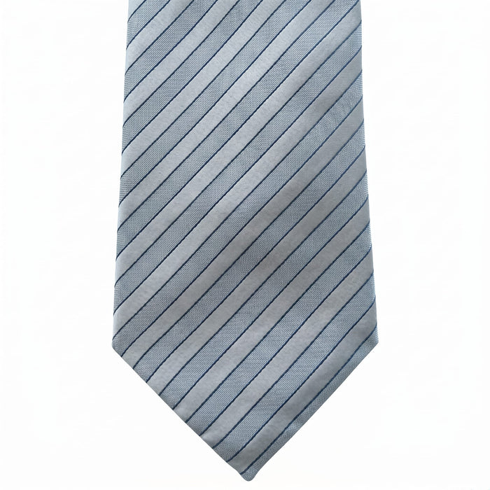 Emporio Armani Silk Light Blue Diagonal Stripe Tie - Made in Italy