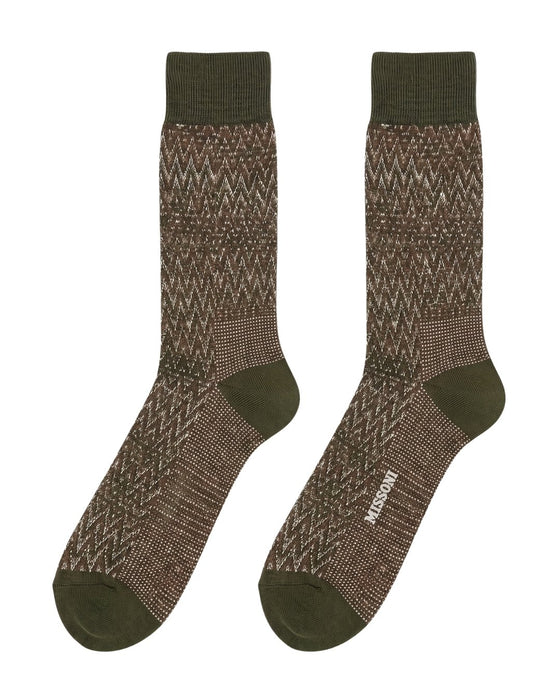Missoni Khaki Mens Textured Melange Knit Crew Socks-