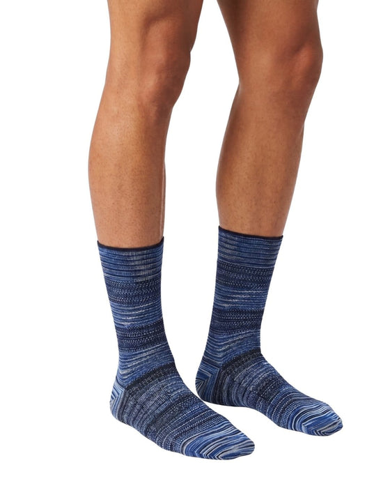 Missoni Midnight Blue Mens Textured Melange Knit Crew Socks-M