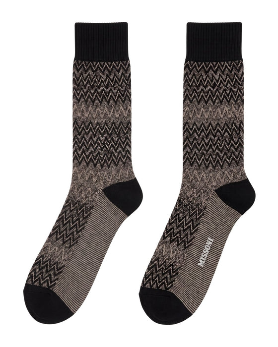 Missoni Black Mens Chevron Melange Crew Socks-