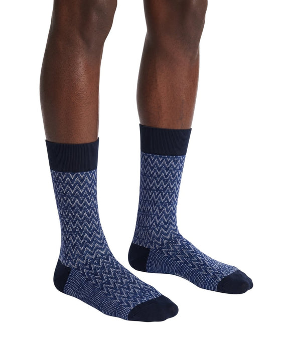 Missoni Navy Purple Mens Stripe Crew Socks-M