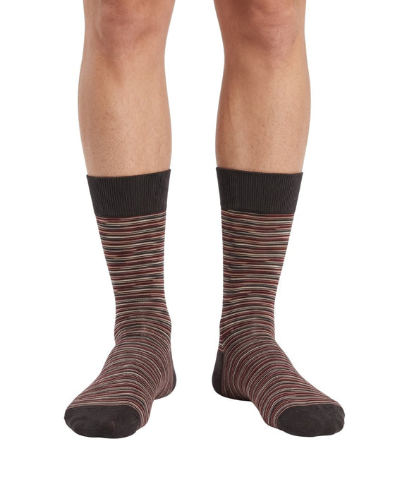 Missoni Chocolate Mens Melange Stripe Crew Socks-S