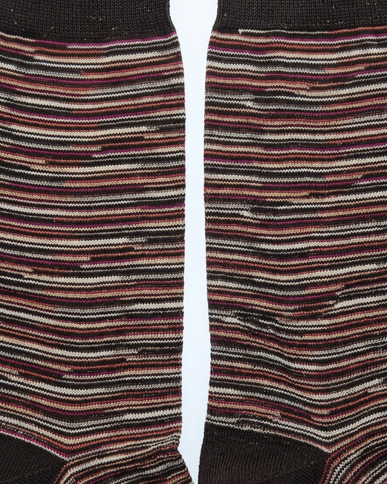 Missoni Chocolate Mens Melange Stripe Crew Socks-