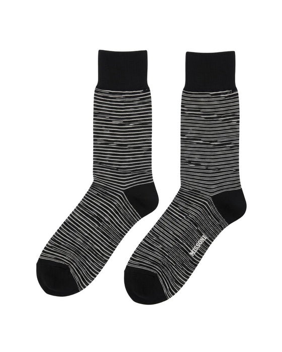 Missoni Black  Mens Melange Stripe Crew Socks-
