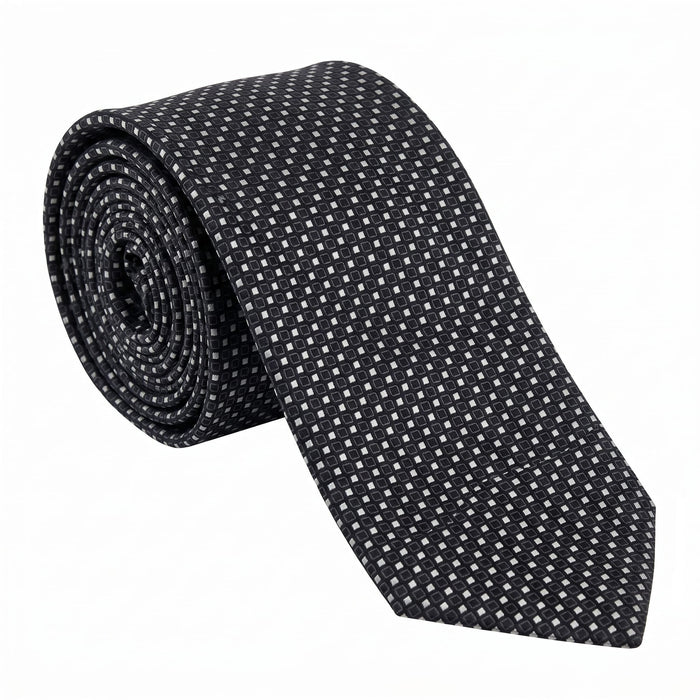 Emporio Armani 100% Silk Black Geometric Tie - Made in Italy