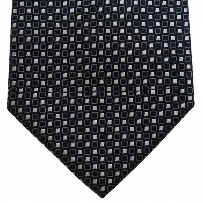 Emporio Armani 100% Silk Black Geometric Tie - Made in Italy