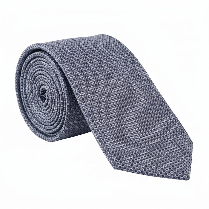 Emporio Armani 100% Silk Navy Blue Geometric Tie - Made in Italy