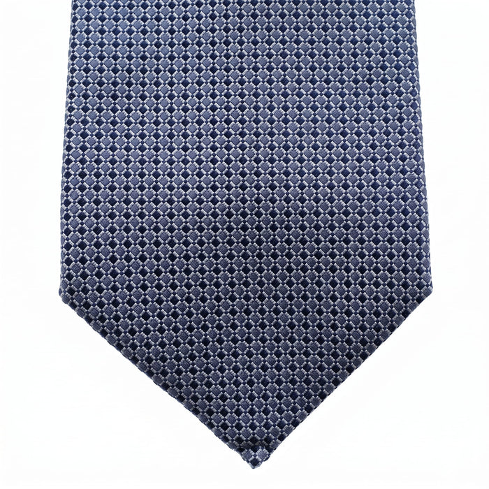 Emporio Armani 100% Silk Navy Blue Geometric Tie - Made in Italy
