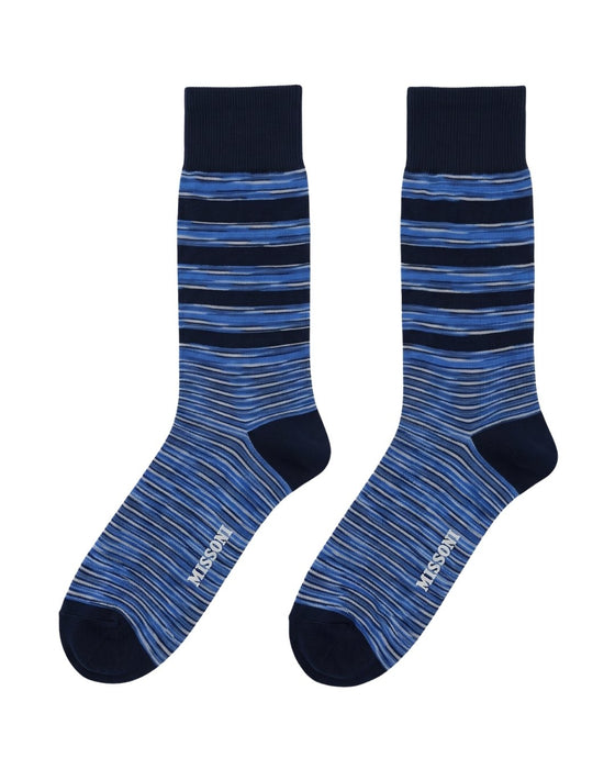 Missoni Blue  Mens Melange Stripe Crew Socks-