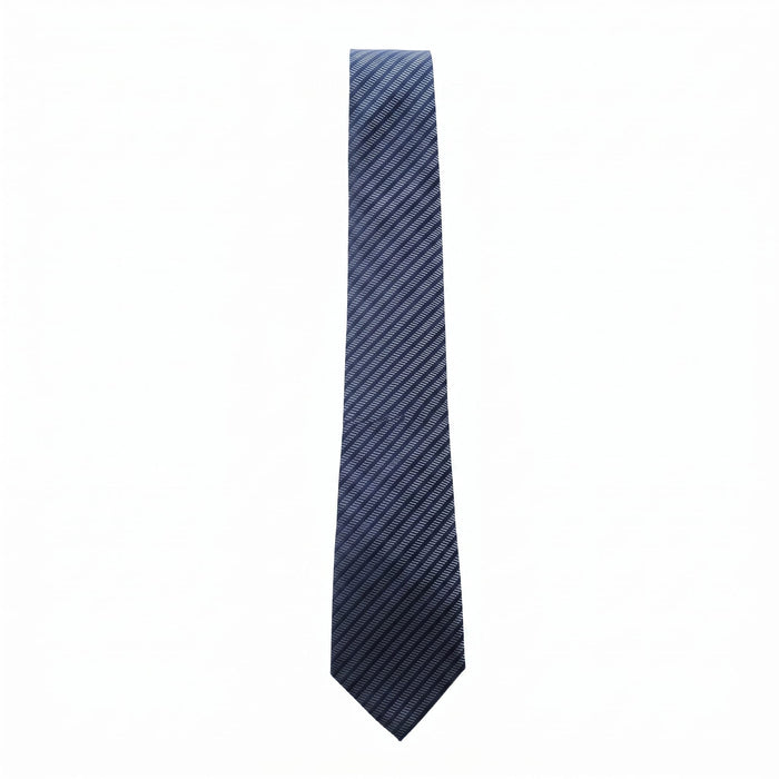 Emporio Armani 100% Silk Navy Blue Striped Tie - Made in Italy