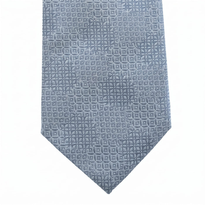 Emporio Armani 100% Silk Light Blue Geometric Tie - Made in Italy