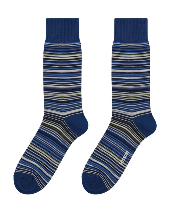 Missoni Bright Blue Mens Stripe Crew Socks-