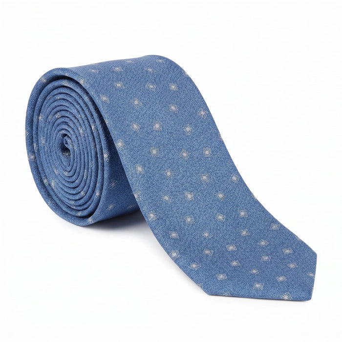 Emporio Armani 100% Silk Dusty Blue Dot Tie - Made in Italy