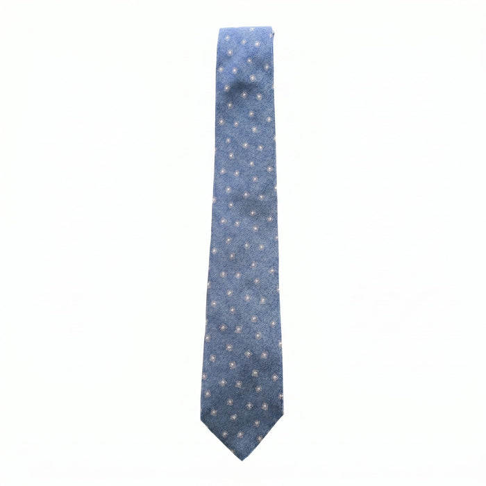 Emporio Armani 100% Silk Dusty Blue Dot Tie - Made in Italy