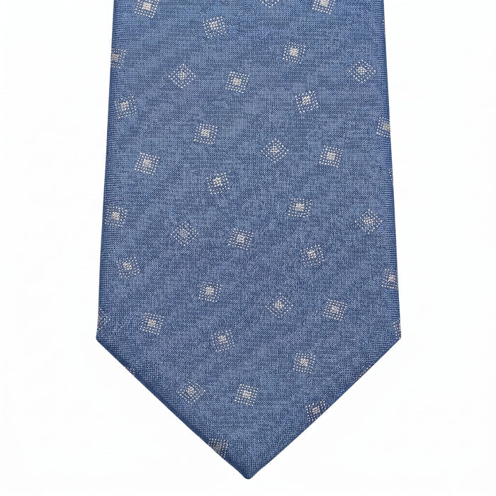 Emporio Armani 100% Silk Dusty Blue Dot Tie - Made in Italy