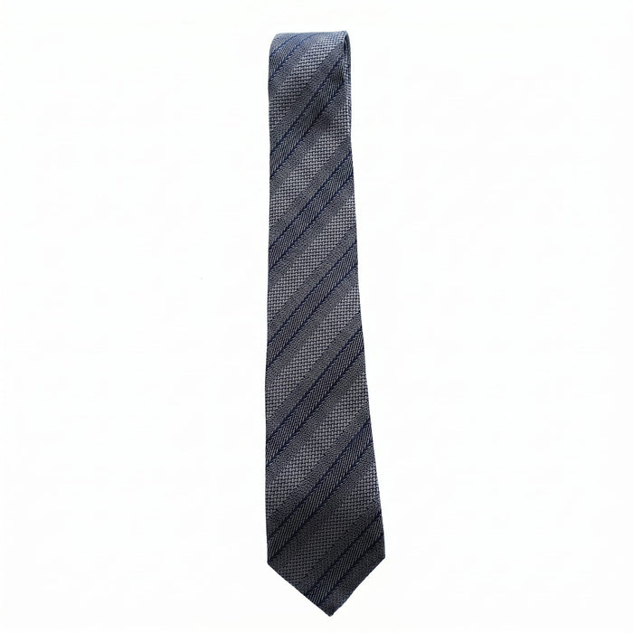 Emporio Armani 100% Silk Charcoal Gray Striped Tie - Made in Italy
